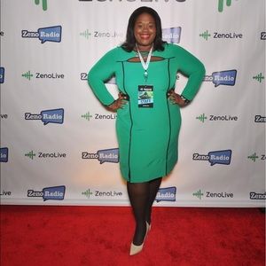 Green and black dress