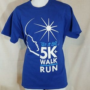 Let it be 5k run/walk art blue large t shirt