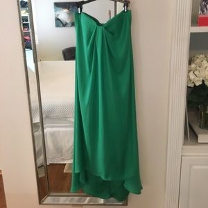 BB Dakota Green Midi Strapless Chiffon Dress Sz 2
