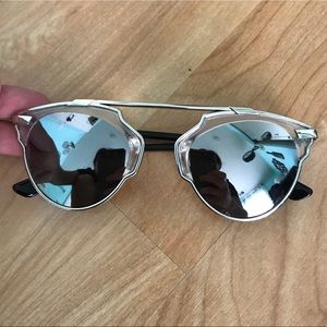 funky futuristic silver reflective sunglasses