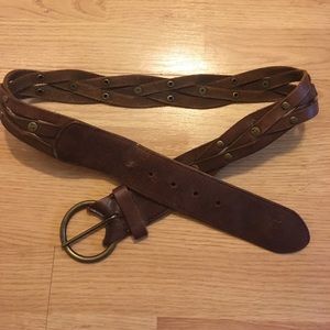 Abercrombie leather braided brass belt