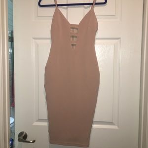 Nude fitted  midi dress