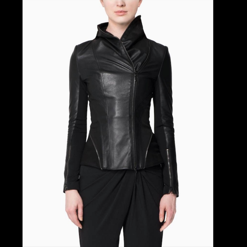 Chris Gramer Lambskin Exposed Zip Jacket