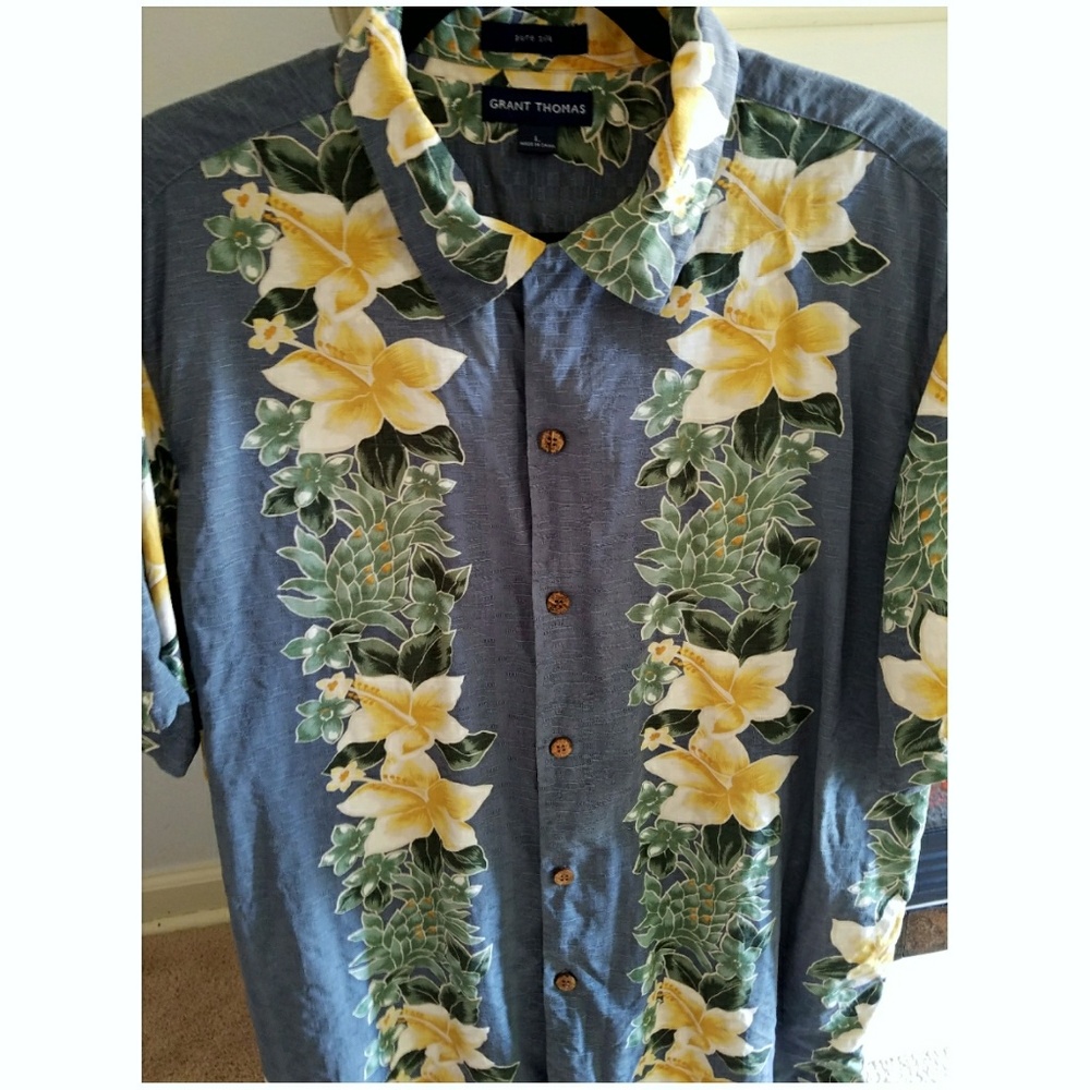 🌺 GRANT THOMAS Pure Silk Hawaiian Floral Shirt 🌺