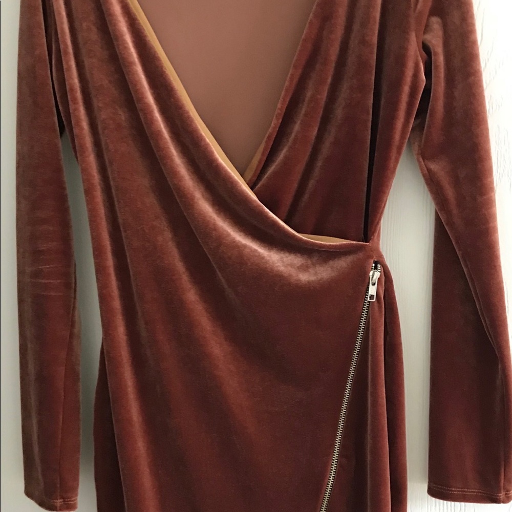Women Large Party Club Dress V Neck Suede