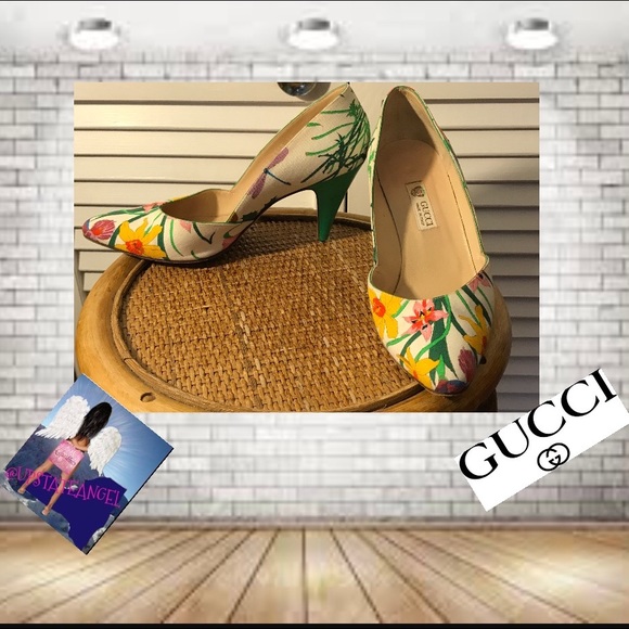 Gucci Shoes - Vintage Gucci Floral Green Heel Pumps 38/ 8 EUC