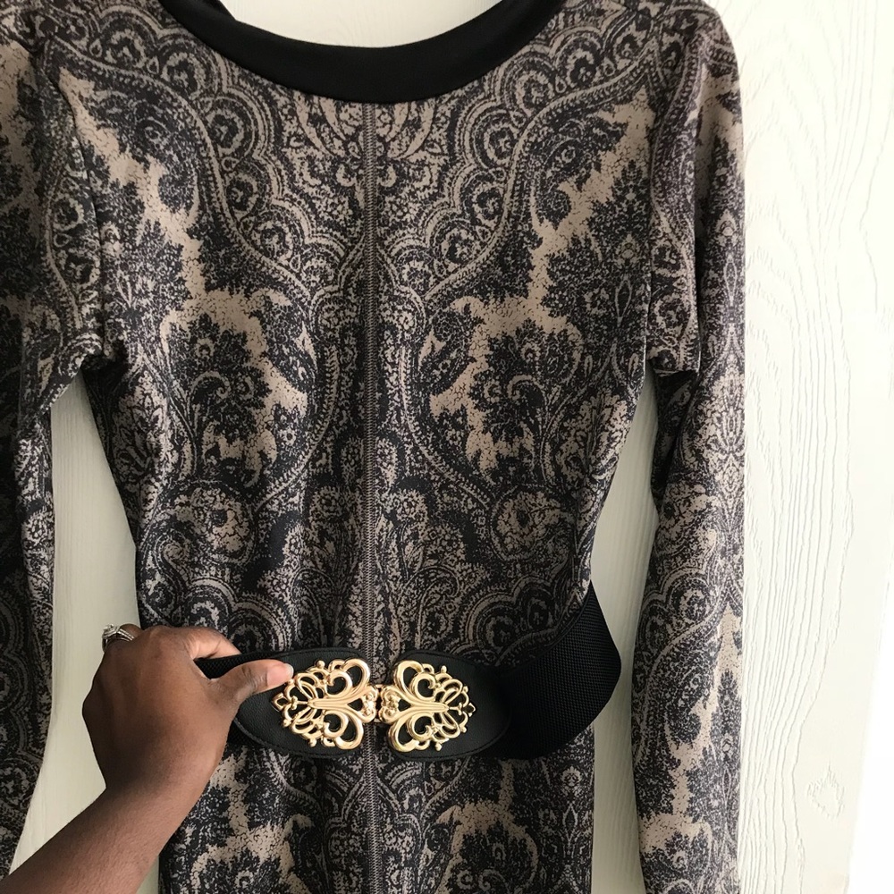 Women Jumpsuit Club Party Gold Black Belt