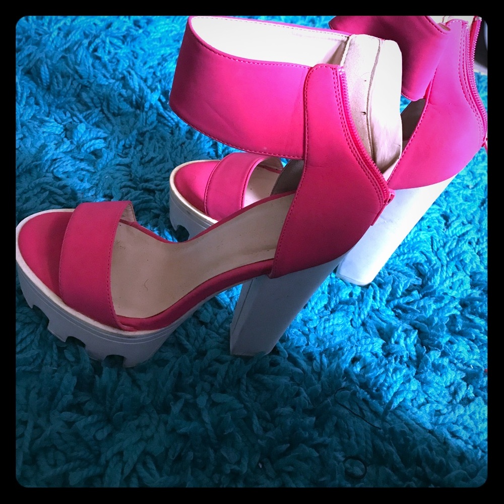 Pink block heels