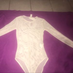 Long sleeve nude mesh Top NEVER WORN!!