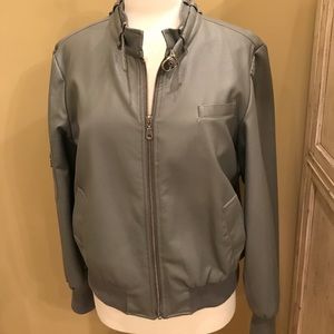 Faux leather jacket.