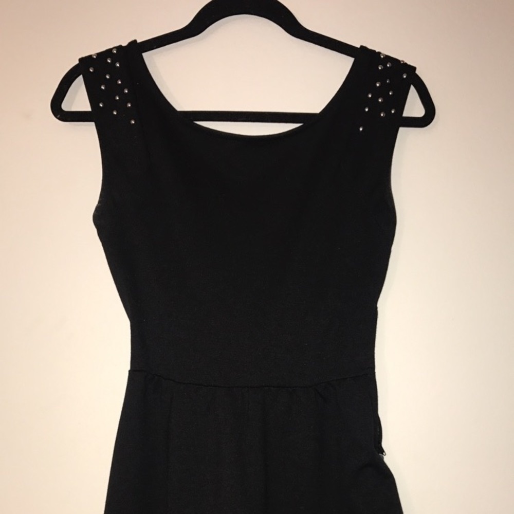 Black studded dress with cutouts