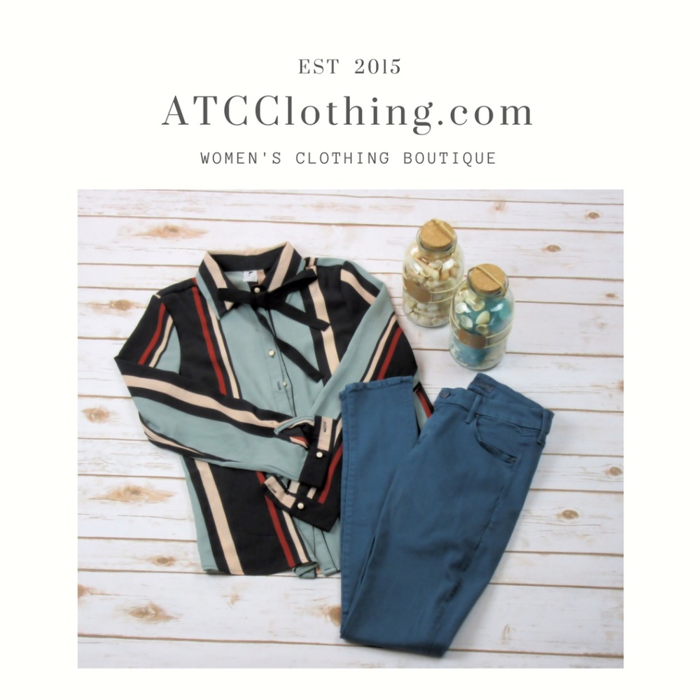 Saće Multicolored Striped Button Down Blouse
