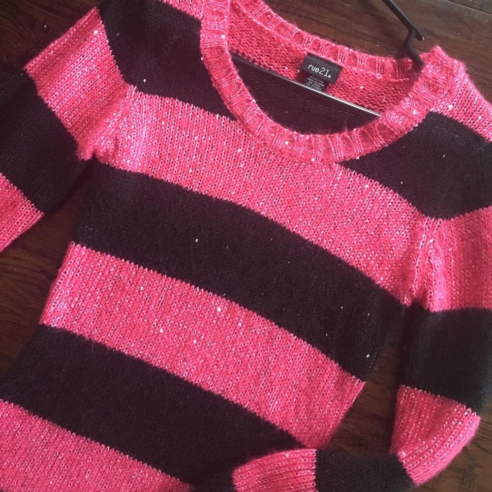 pink/black SPARKLY, long length sweater!!