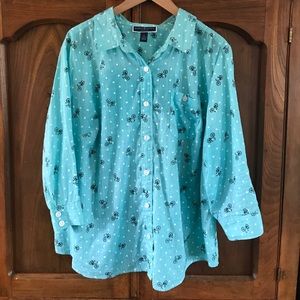 Plus size shirt with Polka dots and bicycles
