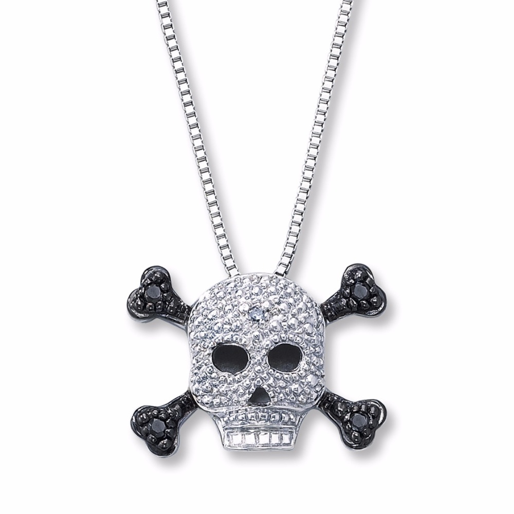 1/20 Carat Diamond Skull and Crossbones Pendant