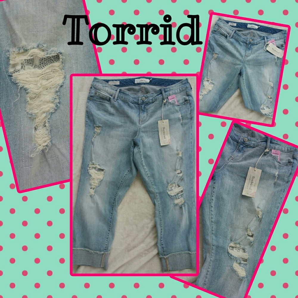 NWT TORRID Boyfriend Jean with Lace