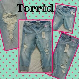 NWT TORRID Boyfriend Jean with Lace