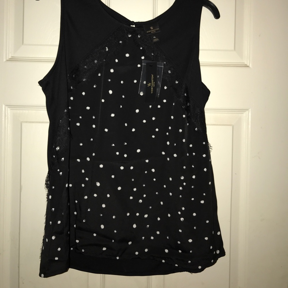 NWT Black and White Sleeveless Blouse Petite