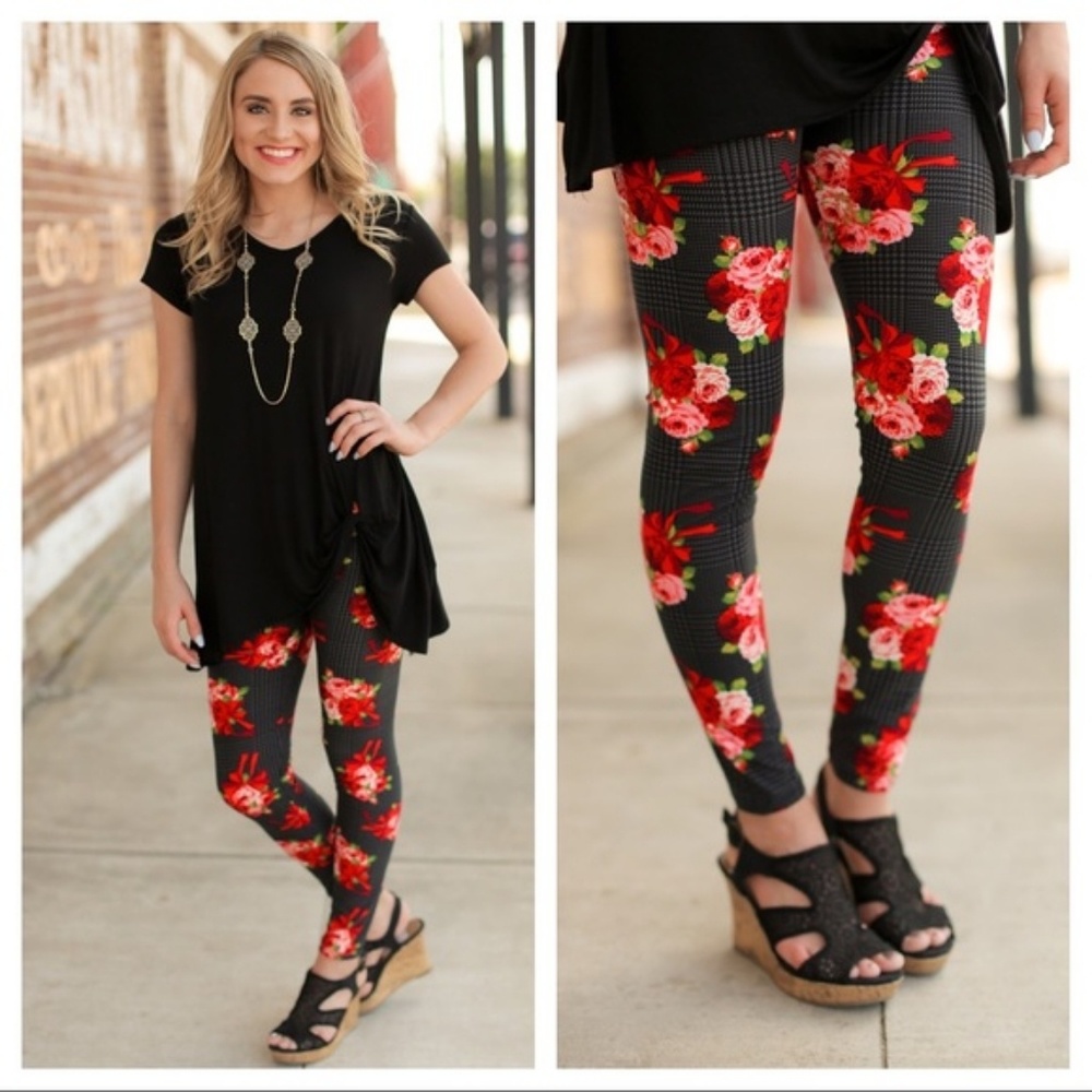 Herringbone Floral Leggings