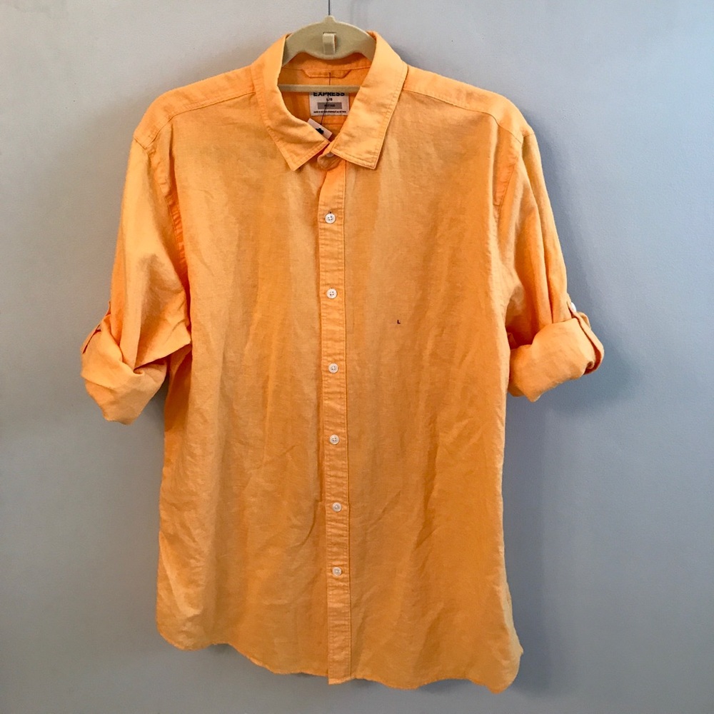 NWT Express Men linen blend button down shirt