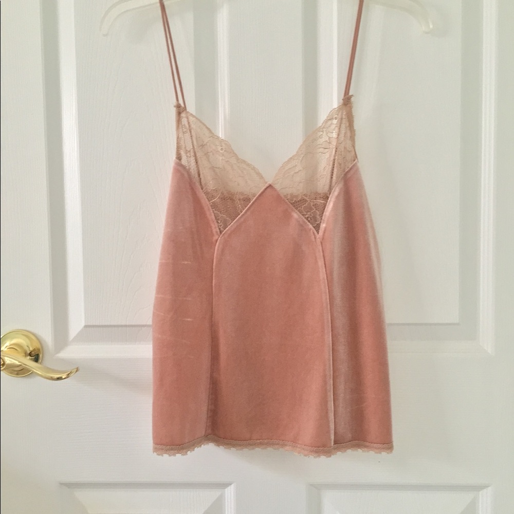 Lace detailed suede cami.