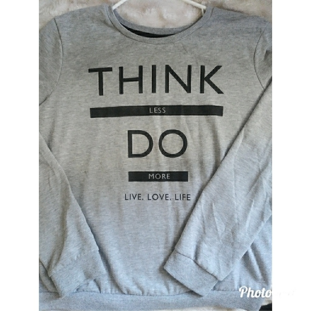 Think less do more grey crew neck sweater💕✨✨