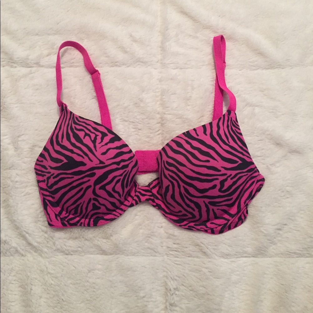Black & pink zebra print bra