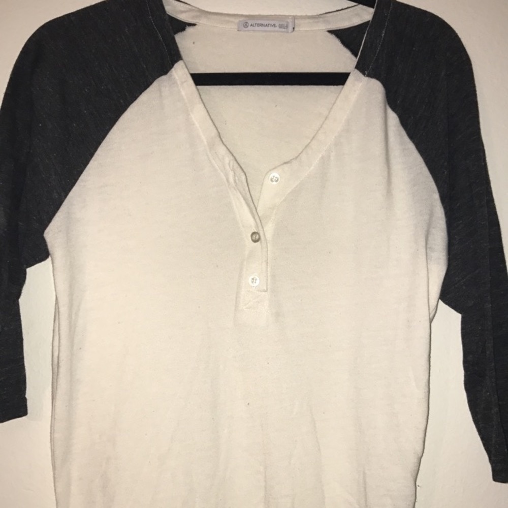 3/4 Sleeve White and gray henley