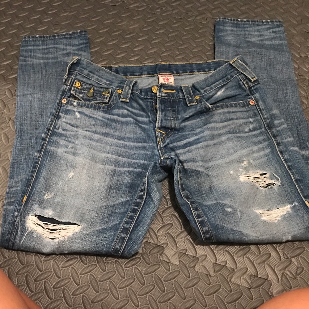 Authentic true religion destroyed boyfriend jeans
