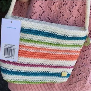 Multicolor striped crochet Sak purse