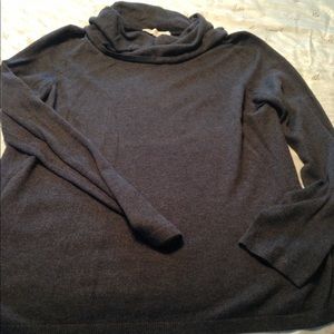 LOFT cowl neck sweater; X-Large; charcoal gray