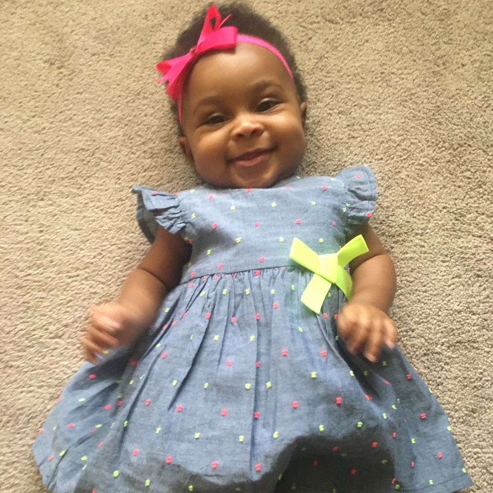 Denim colored dress.