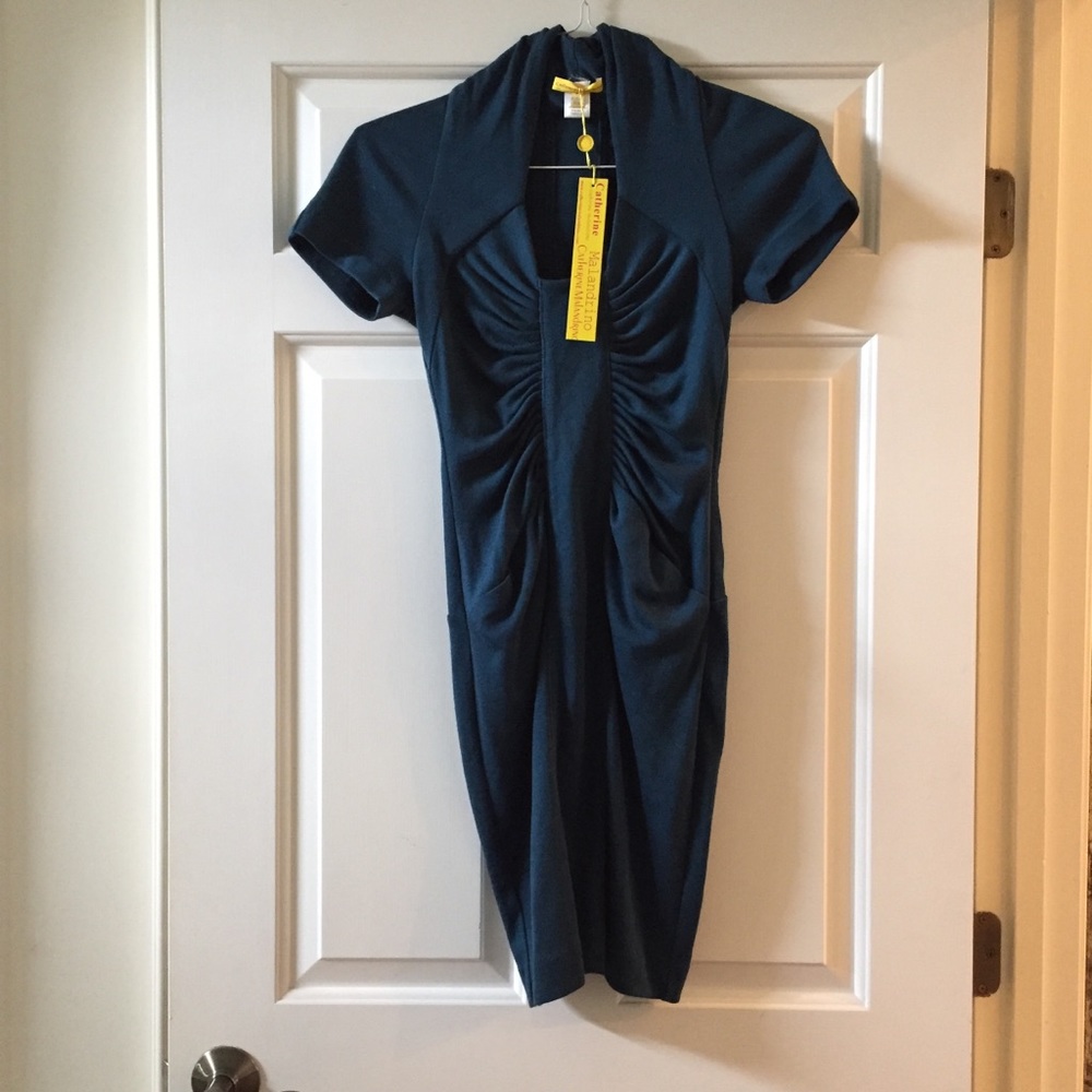 NWT Catherine Malandrino ruched wool dress