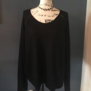 Lucky Brand Xl black lace thermal flap back top