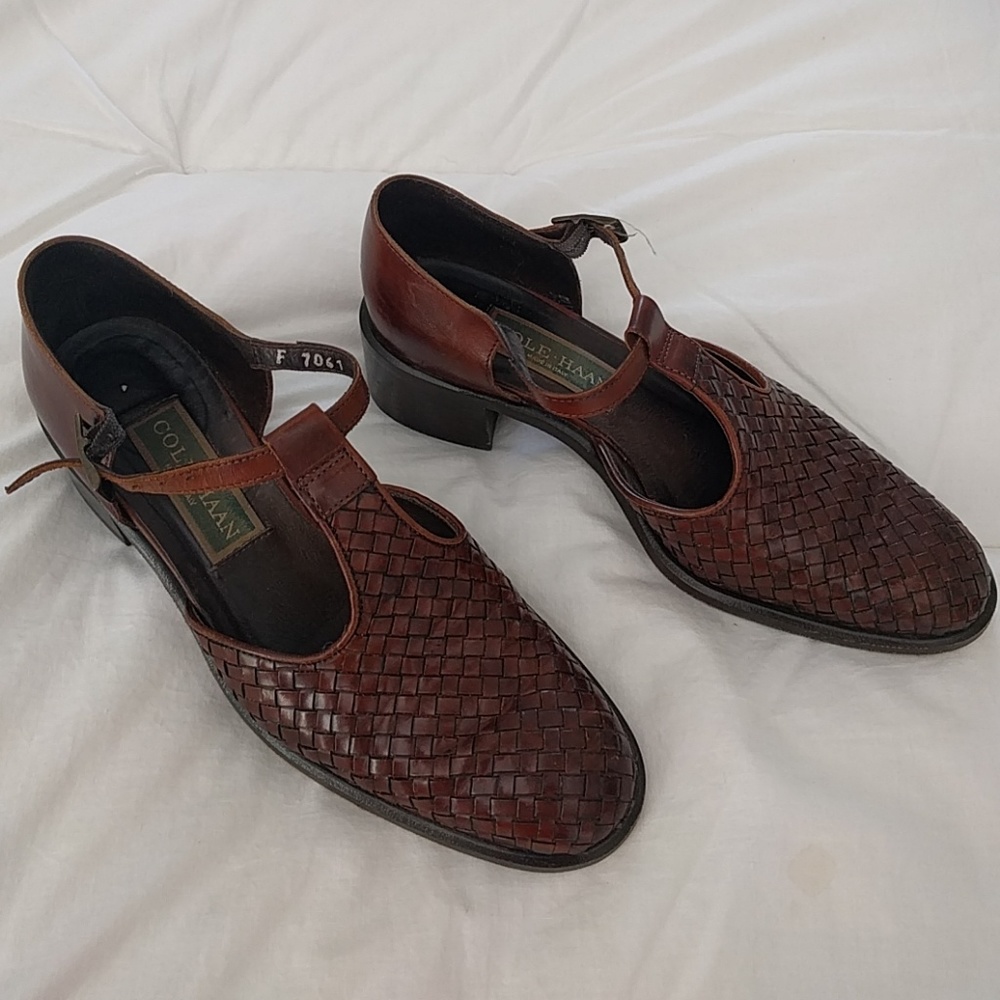Cole Haan woven leather Mary Jane's