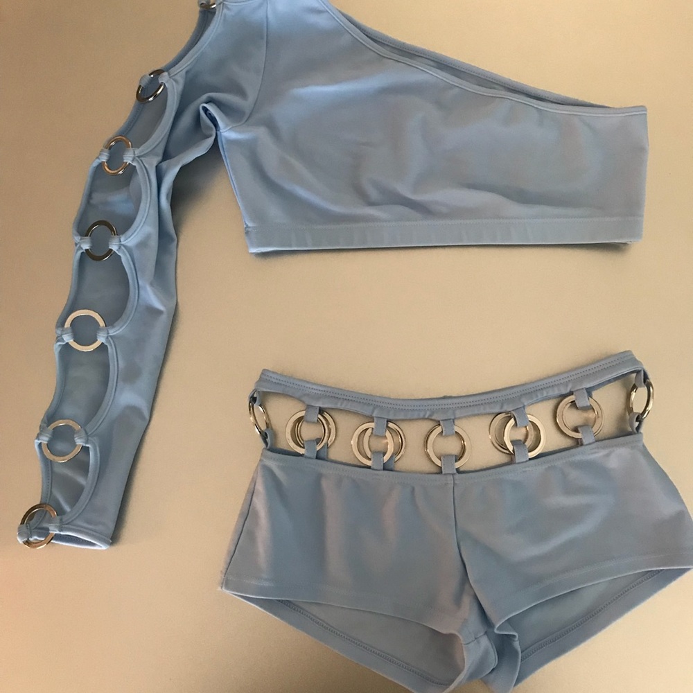Baby blue one sleeve bikini