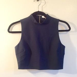Elizabeth & James Navy Mock Neck Crop Top Size XS