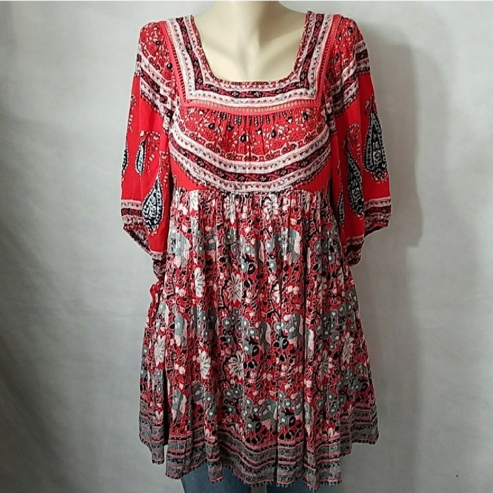Free People Boho Paisley Top