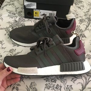 Brand New Adidas NMD Grey Maroon & Olive