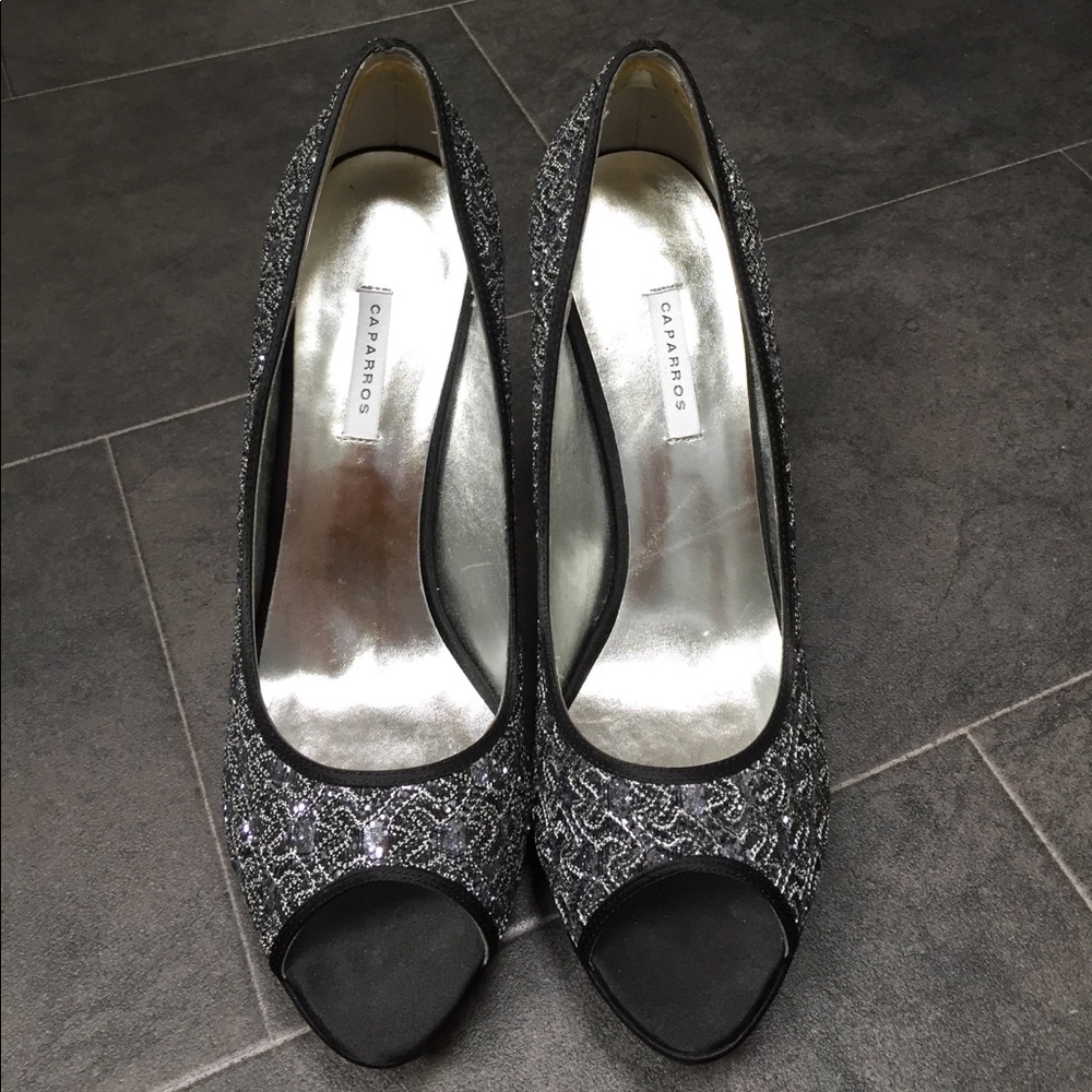 Pewter sparkling glam heels