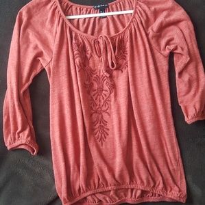 Loose fitting embroidered cotton top