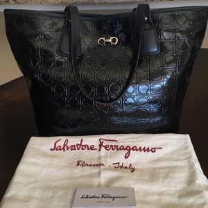 Salvatore Ferragamo Patent Leather Gancini Tote