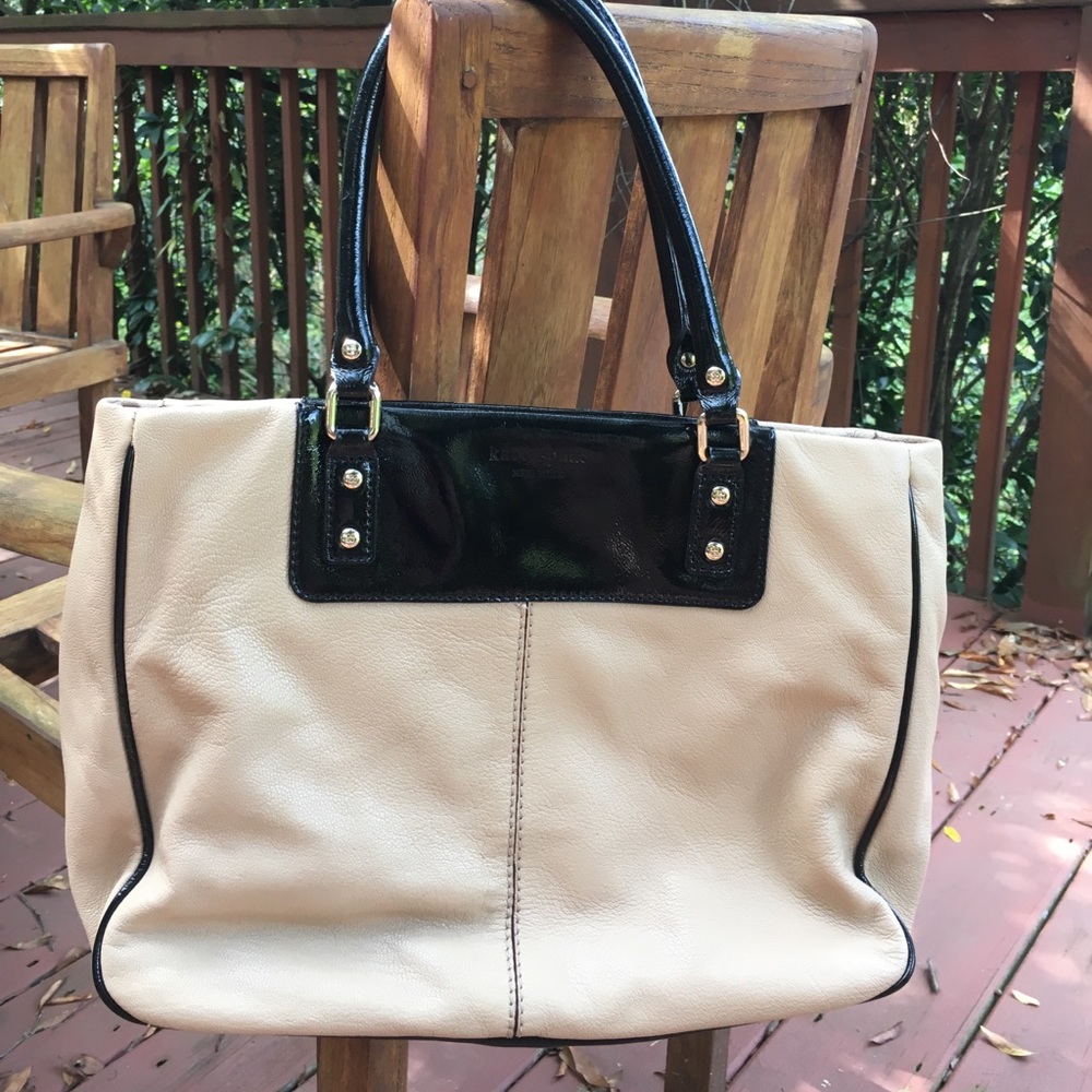 Kate Spade all leather tan with black handles