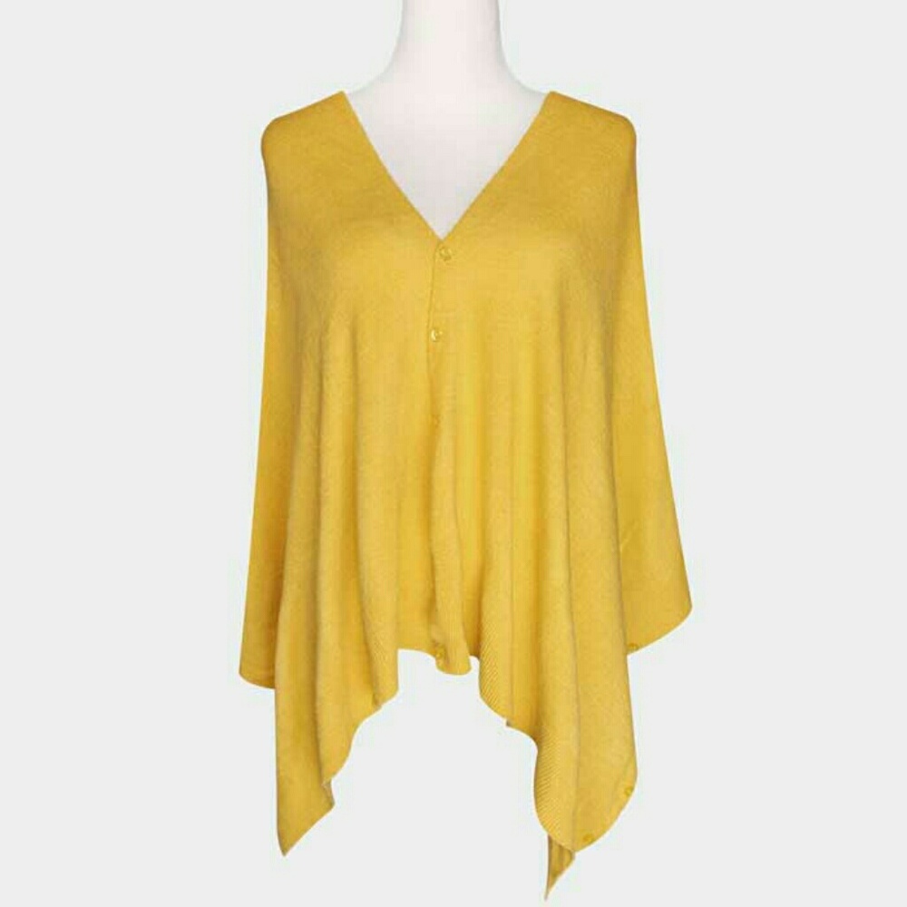 V Neck Front Button Poncho