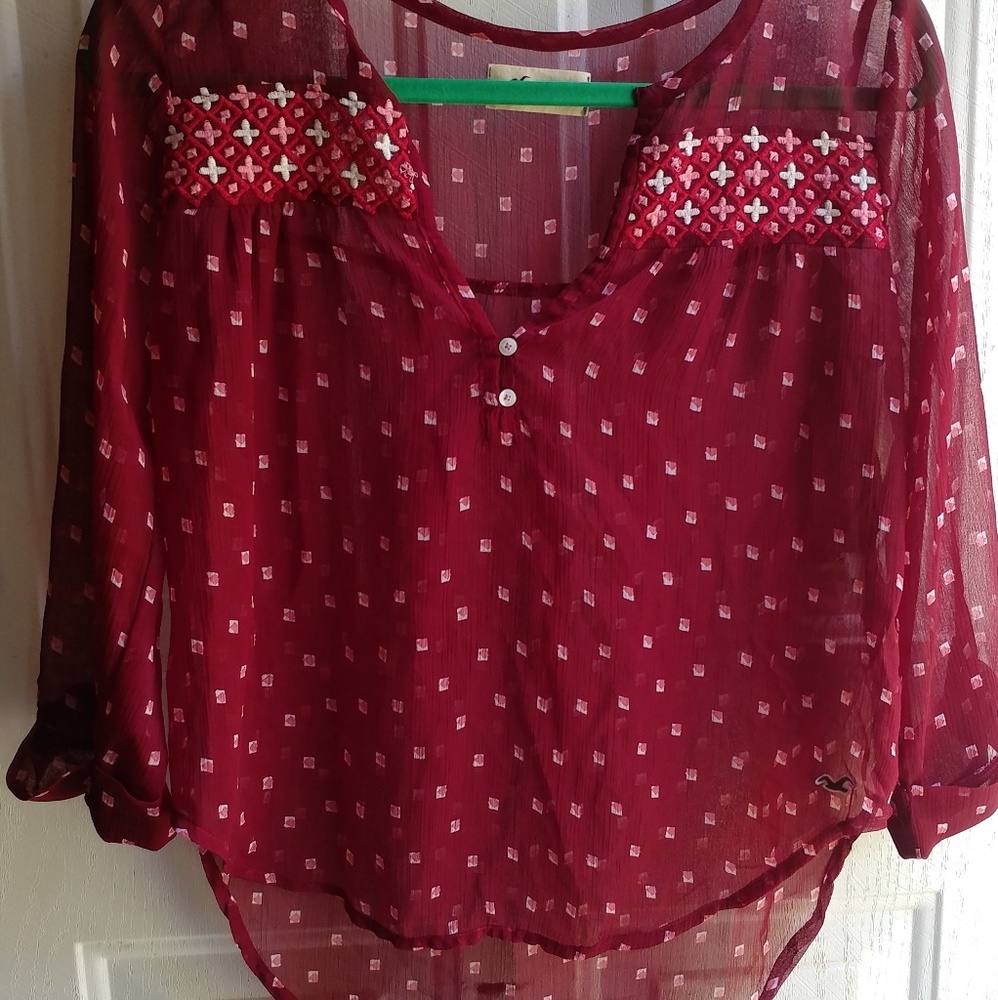 Hollister hi low see thru blouse size small
