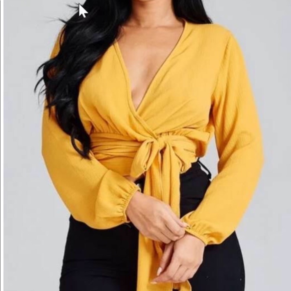 Sexy Long sleeve wrap shirt. Koshibio tie wrap.