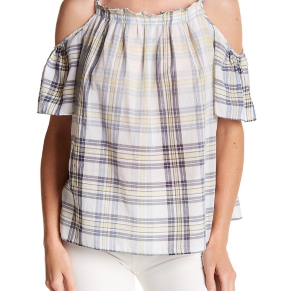 Max Studio Plaid Cold Shoulder Blouse New - Picture 3 of 6