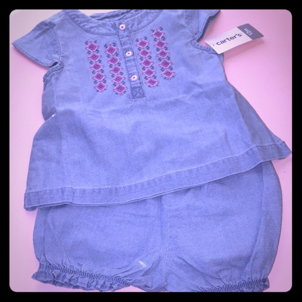 Carter's baby girl 2 piece set embroidered 12 mo