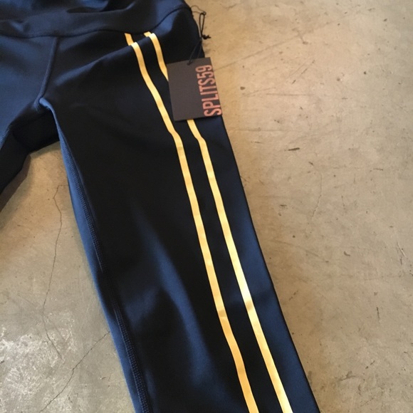 NWT split59 distance tights black/yellow stripe - Picture 2 of 8