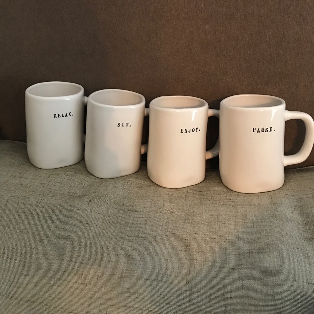 Rae Dunn by Magenta SIT PAUSE RELAX ENJOY mugs